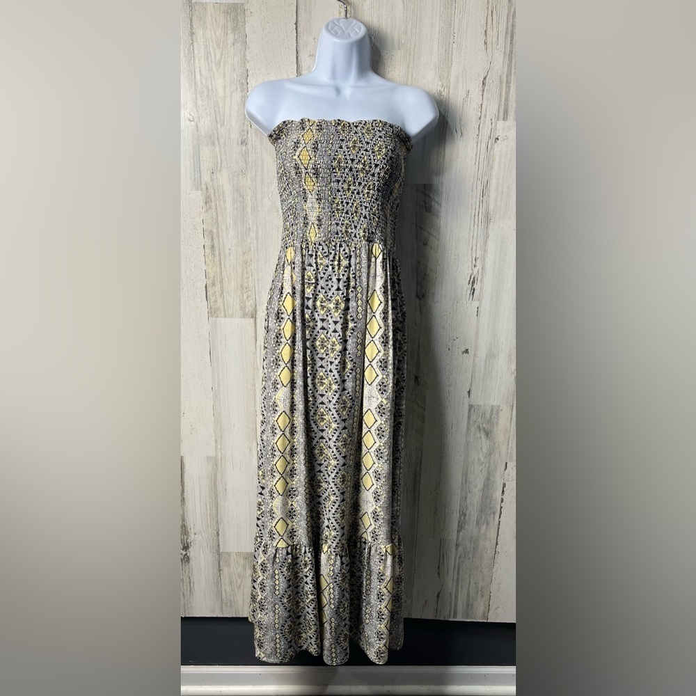 Parker Silk strapless maxi dress. Abstract Print. Sz: Small